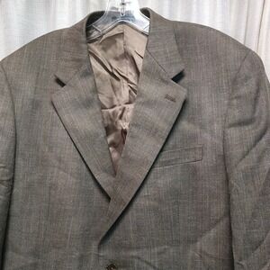 Lauren‎ Ralph Lauren Men's Size 42R Wool Silk Linen Brown Herringbone Blazer